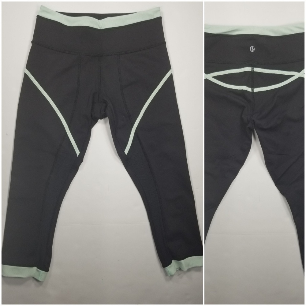 Lululemon Roll Out Crop Sz 6 Black Green